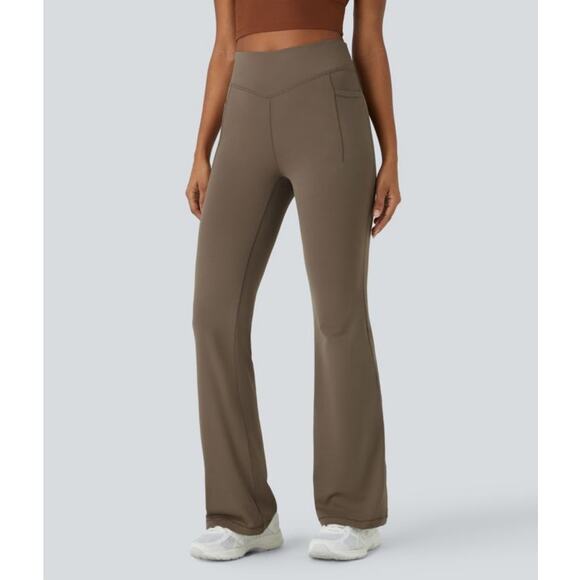 Halara UltraSculpt Flare Pants XL NWT High Rise Brown Long 37” Inseam Yoga - Picture 1 of 12